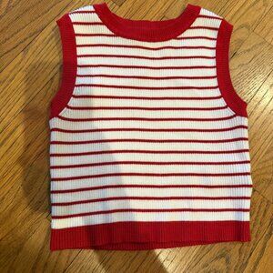 ART CLASS GIRLS 6/6X RED WHITE CROPPED SWEATER TANK TOP SHIRT